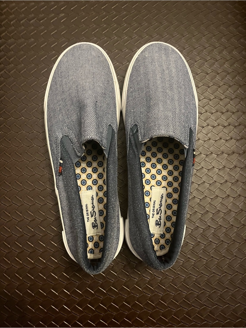Ben Sherman Men's Slip-On Herringbone Canvas Loafers in Navy Size 8 New